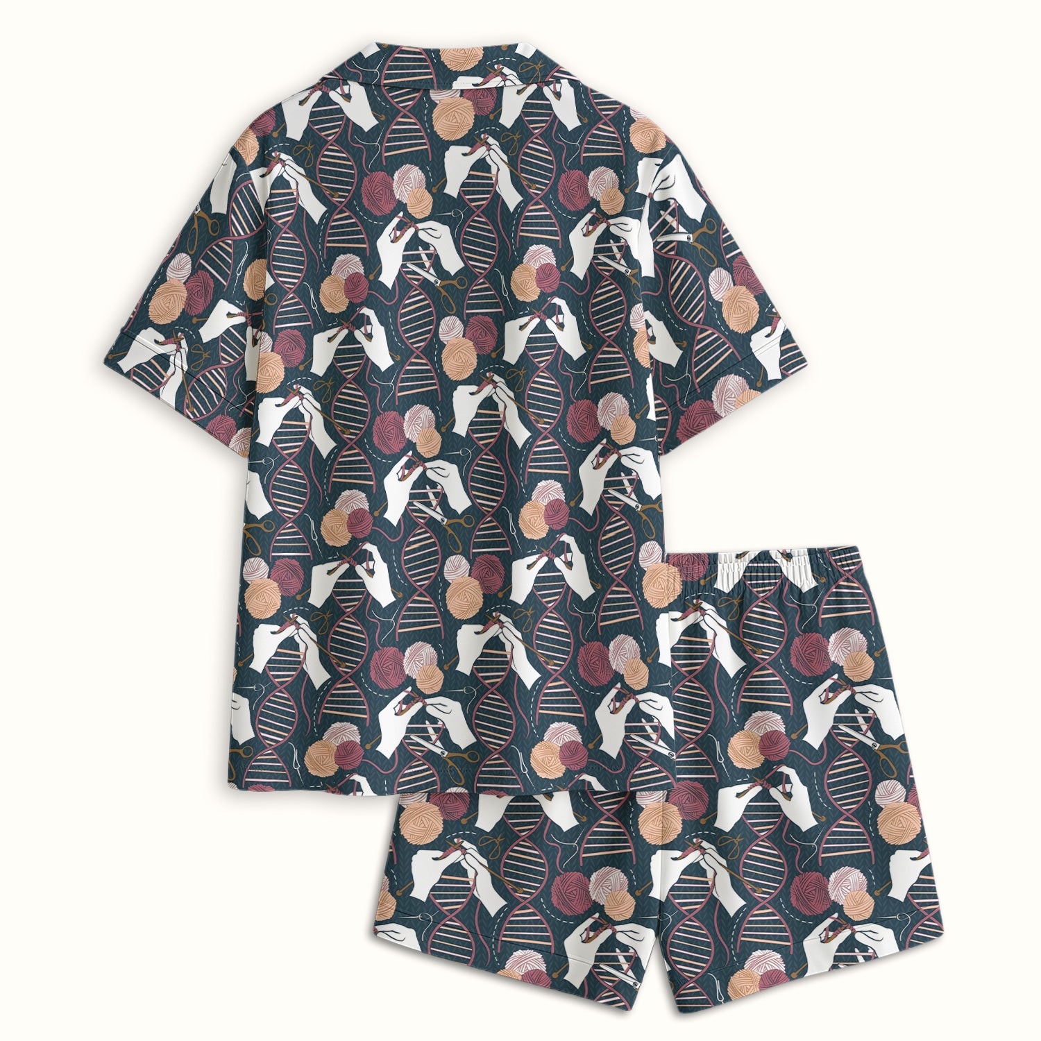DNA Helix Yarn Pattern Pajama Set, Breathable Fabrics Uniform