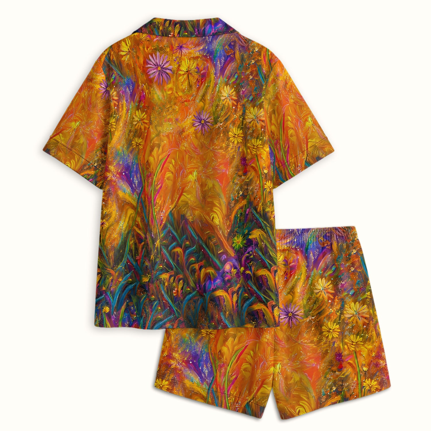 Cute Whimsical Mouse Dandelion Pattern Pajama Set, Soft Breathable Fabric Comfortable Sleepwear