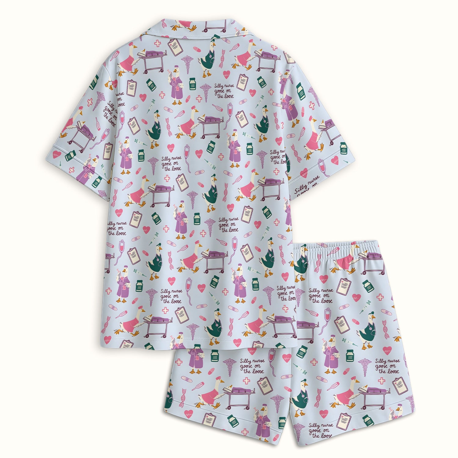 Goose Medical Humor Tools Pattern Pajama Set, Breathable Fabrics Uniform
