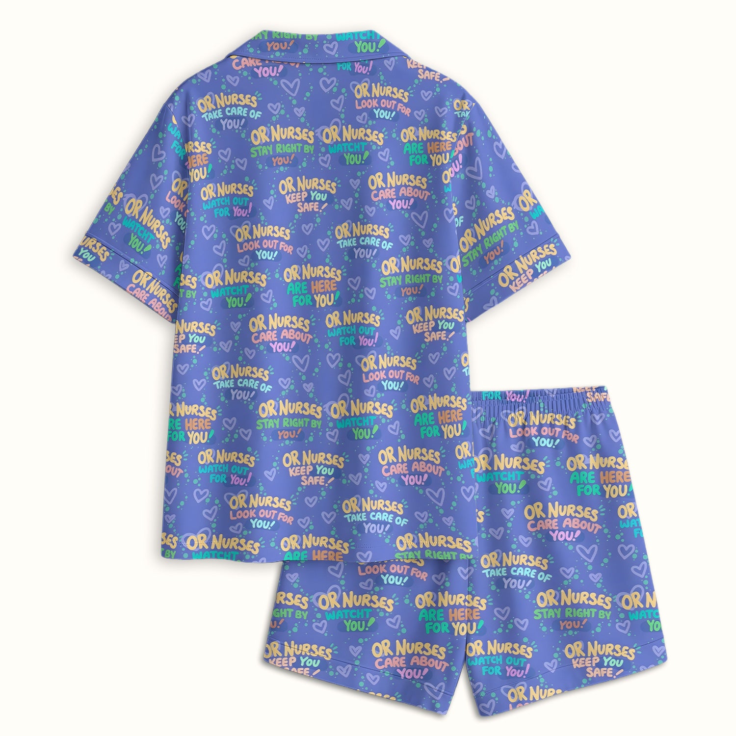 Inspirational Nurse Quote Care Message Pattern Pajama Set, Breathable Fabrics Uniform
