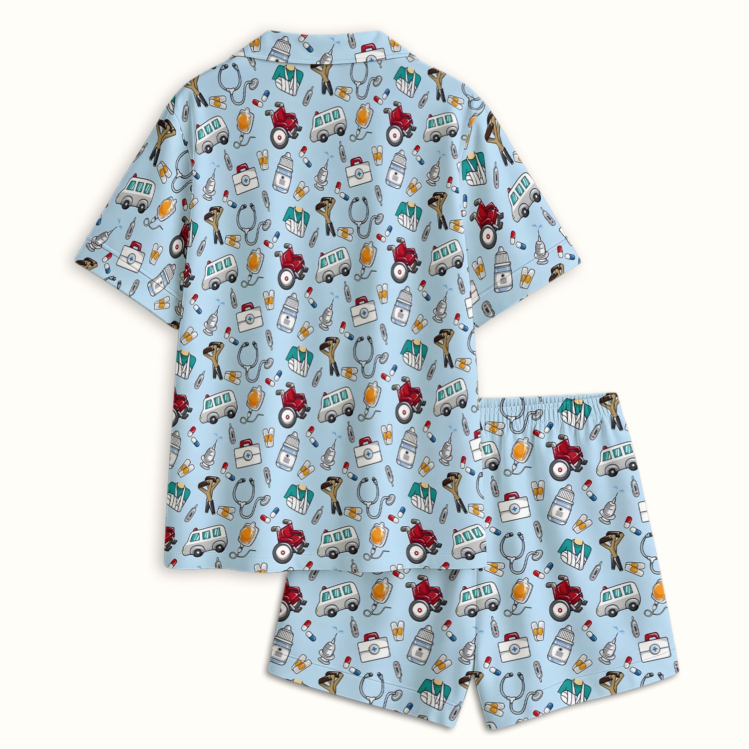 Care Medical Tools & Emergency Transport Pattern Pajama Set, Breathable Fabrics Uniform