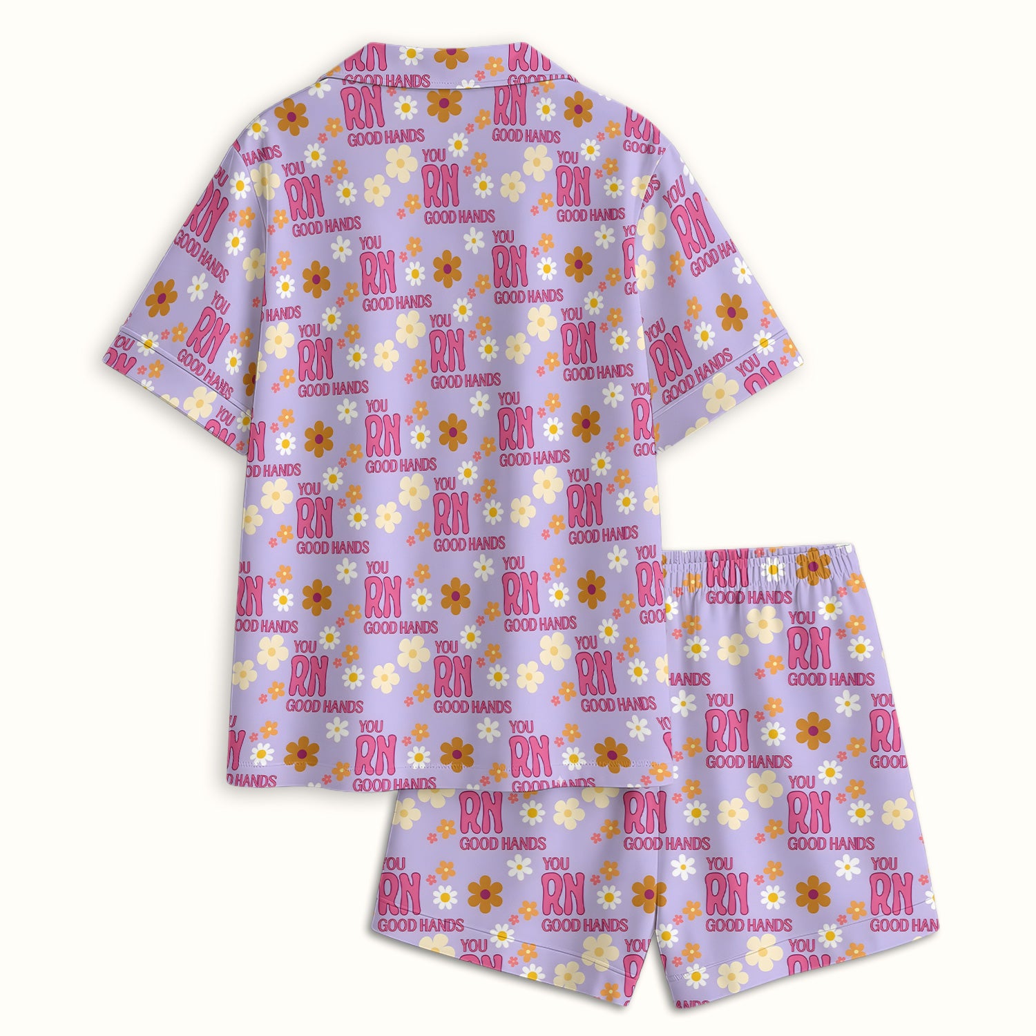 You RN Good Hands Floral Daisy Pattern Pajama Set, Breathable Fabrics Uniform