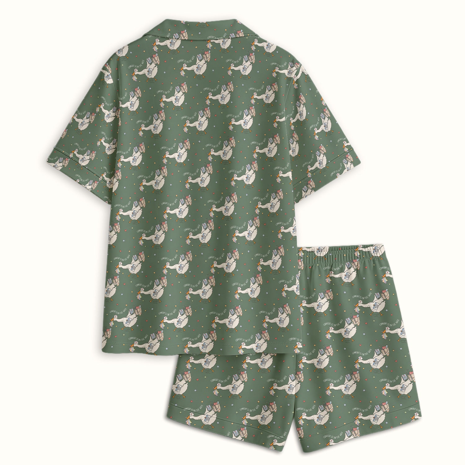 Cute Comfort Is On The Way Goose Pajama Set, Soft Breathable Fabric Comfortable Sleepwear