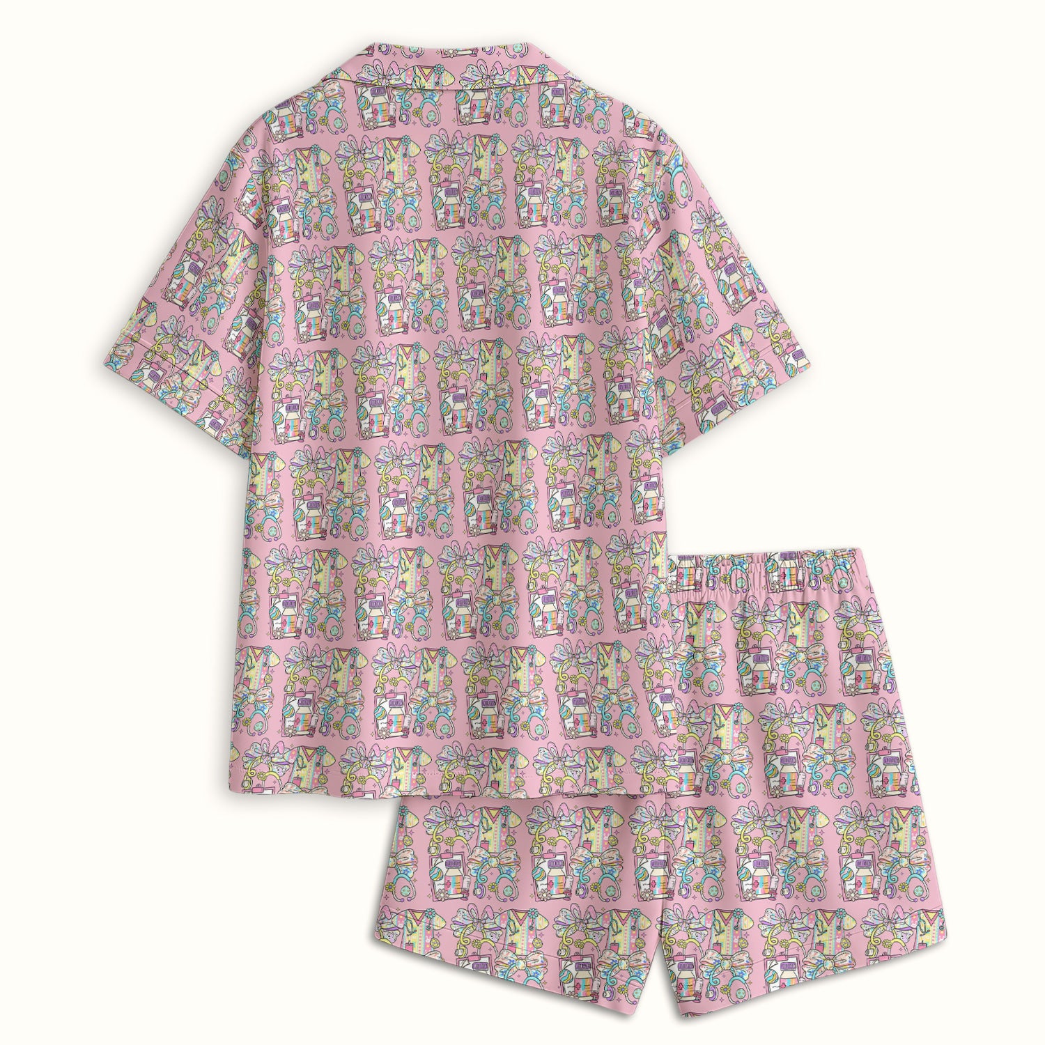 Colorful Nurse Scrub Supplies Pattern Pajama Set, Breathable Fabrics Uniform