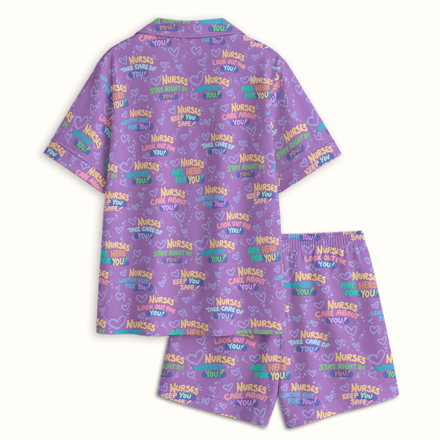 Inspirational Nurse Quote Care Message Pattern Pajama Set, Breathable Fabrics Uniform