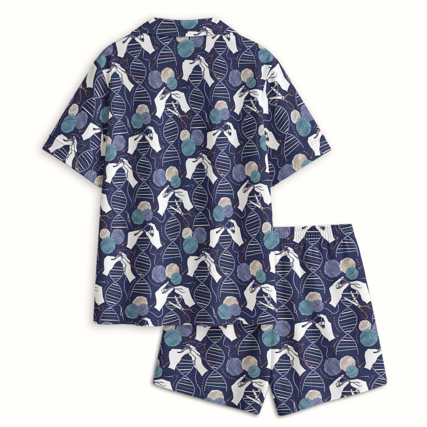 DNA Helix Yarn Pattern Pajama Set, Breathable Fabrics Uniform