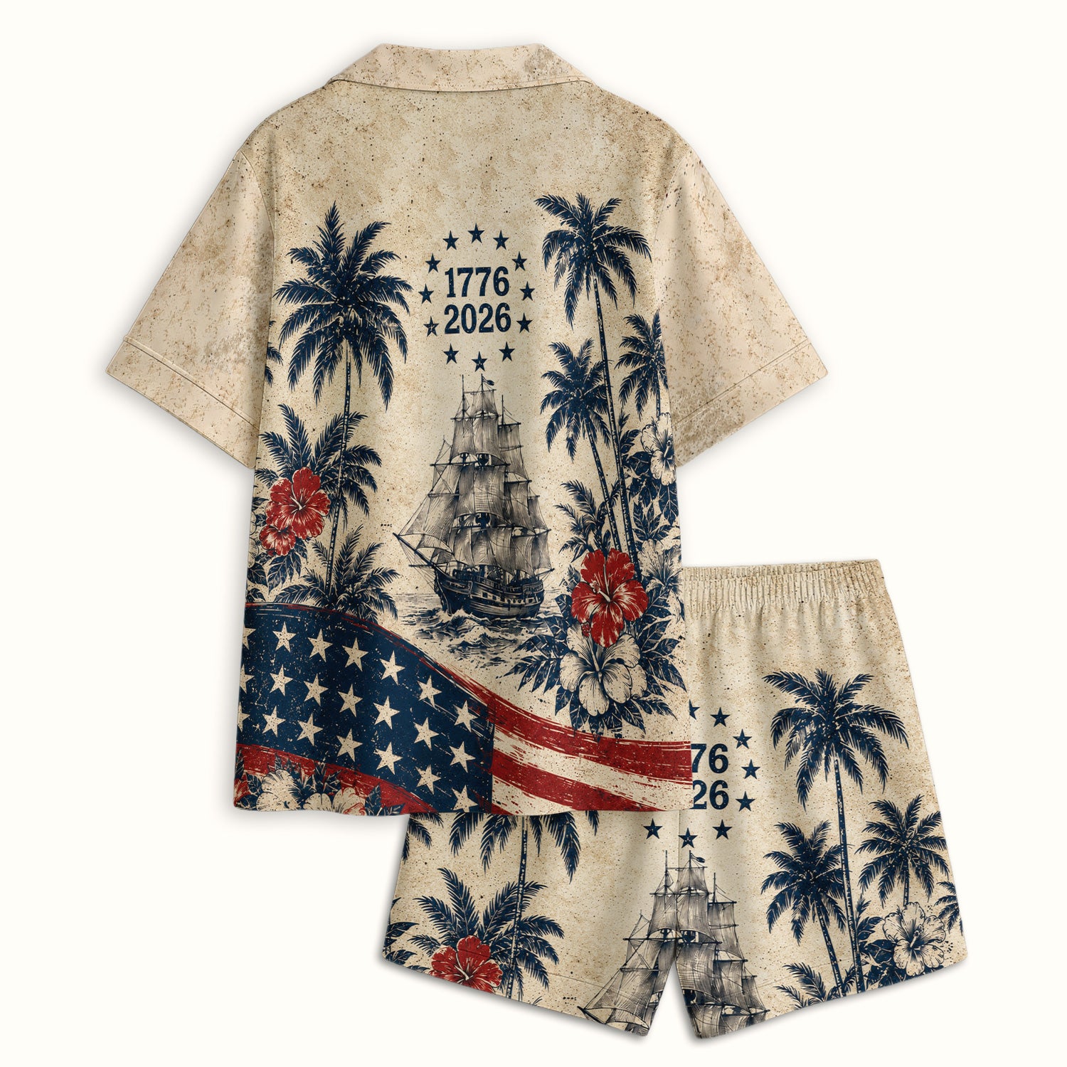 America 250 Freedom Print Pajama Set, Soft Breathable Fabric Comfortable Sleepwear