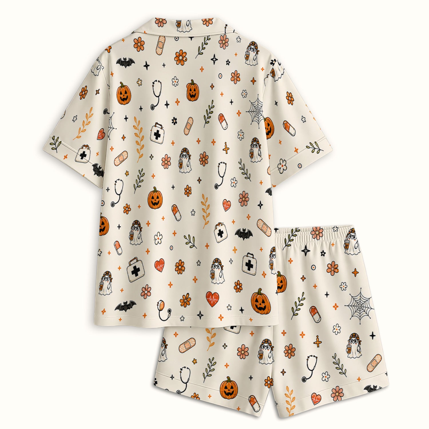 Halloween Shift Survivor Ghost Pajama Set, Soft Breathable Fabric Comfortable Sleepwear