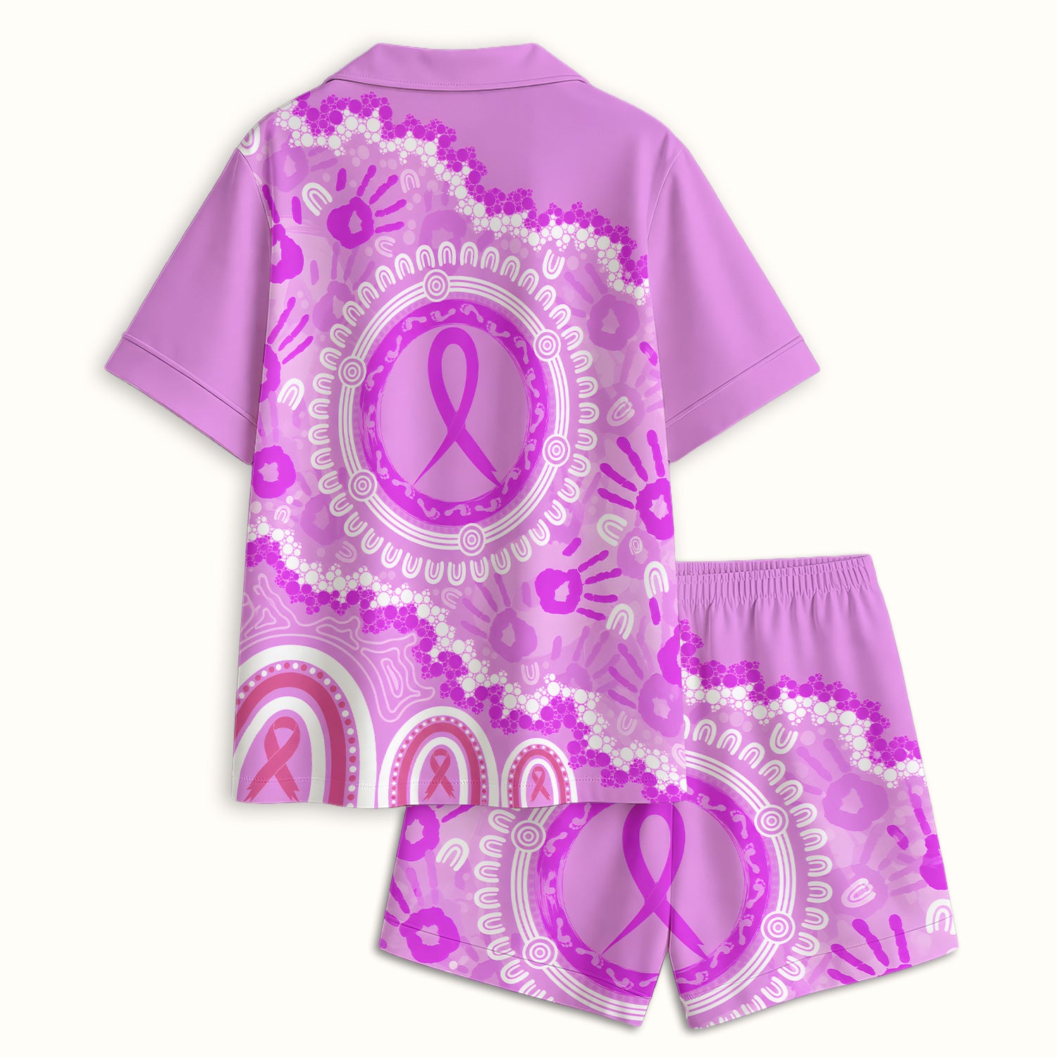 Meaningful Pink Ribbon Pajama Set, Soft Breathable Fabric Comfortable Sleepwear