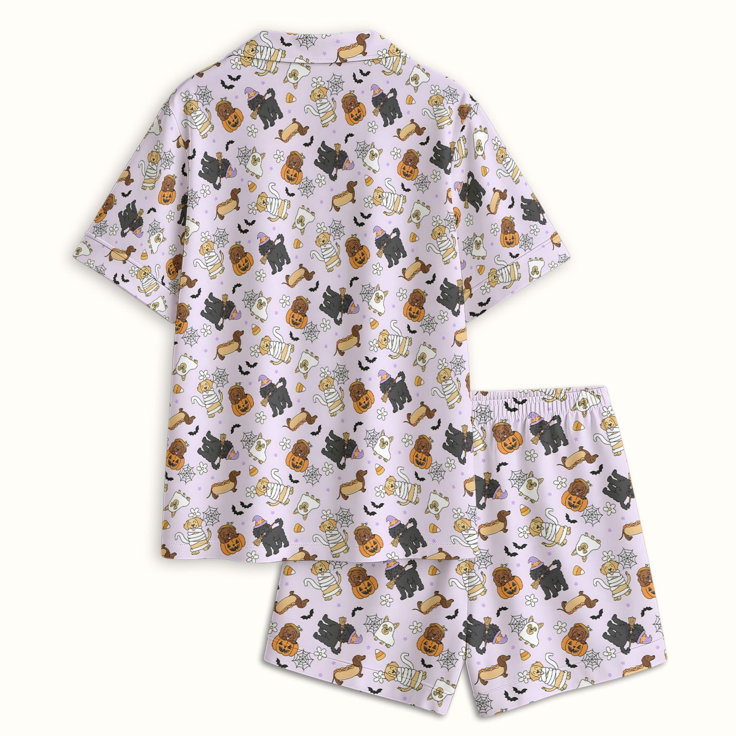 Cute Halloween Costumed Pets Pajama Set, Soft Breathable Fabric Comfortable Sleepwear