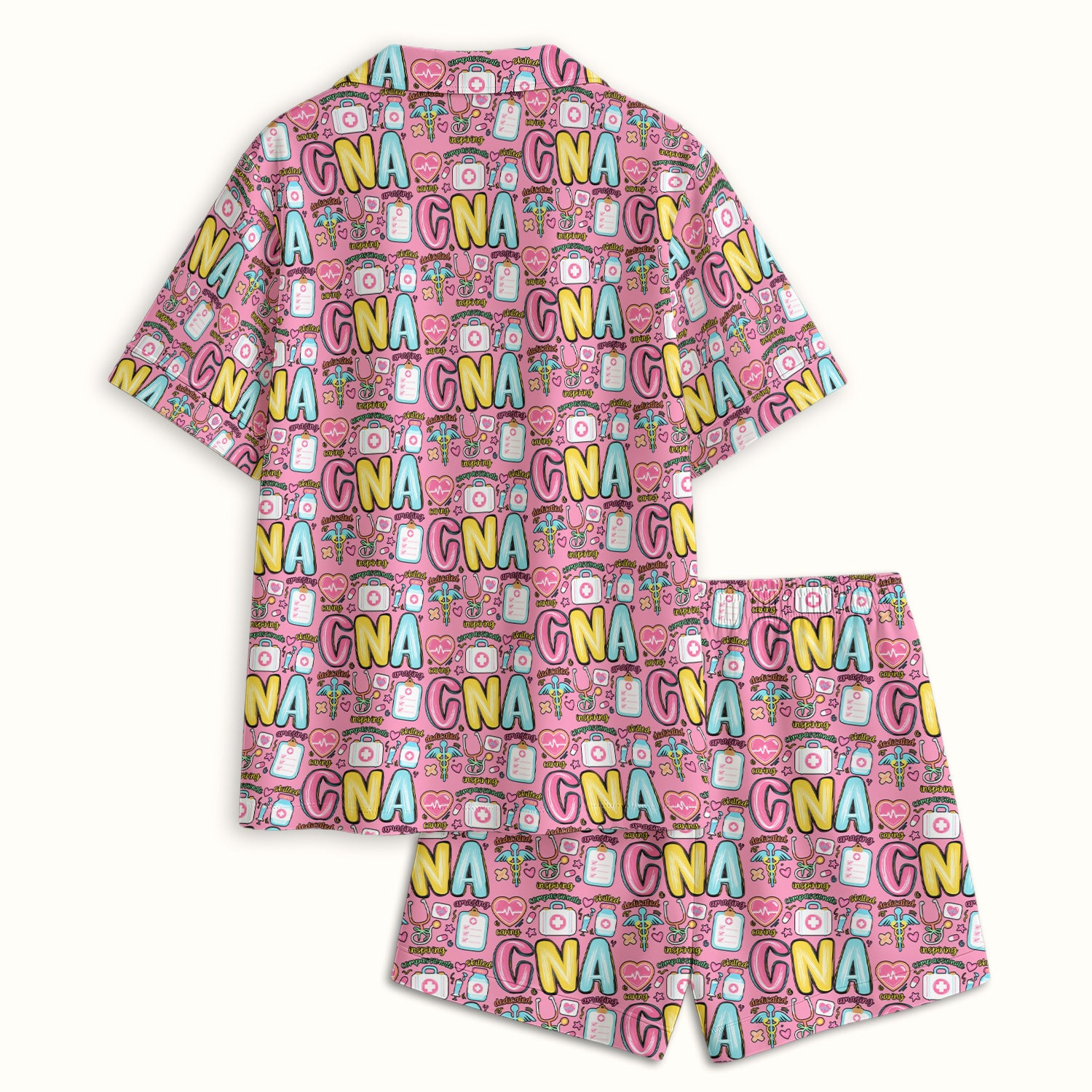 CNA Nurse Appreciation Pattern Pajama Set, Breathable Fabrics Uniform