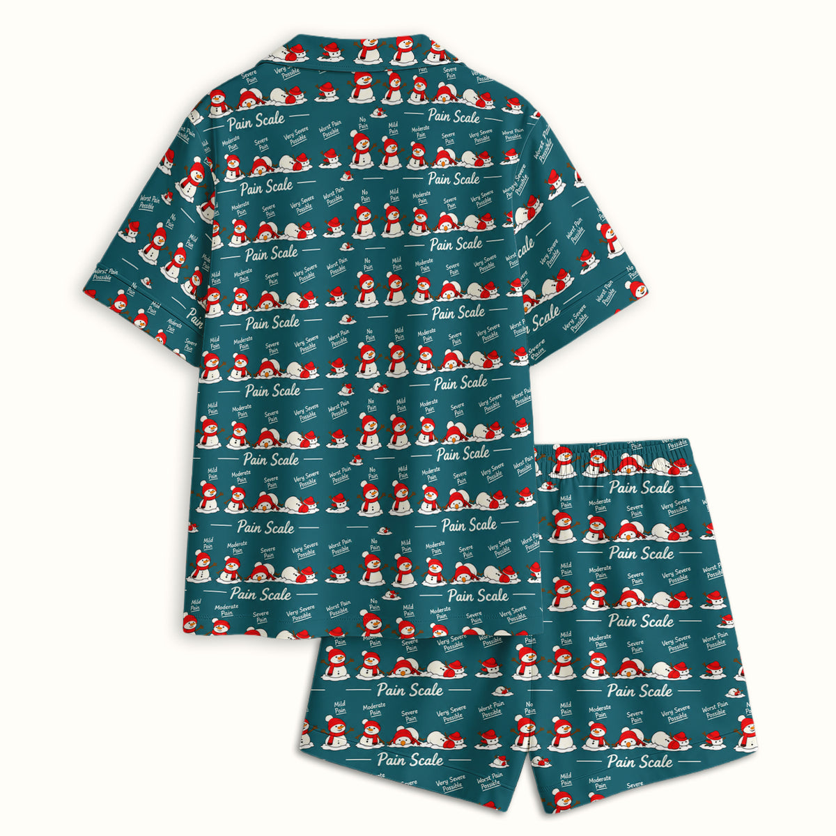 Funny Christmas Snowman Pain Scale Pajama Set, Breathable Fabrics Uniform