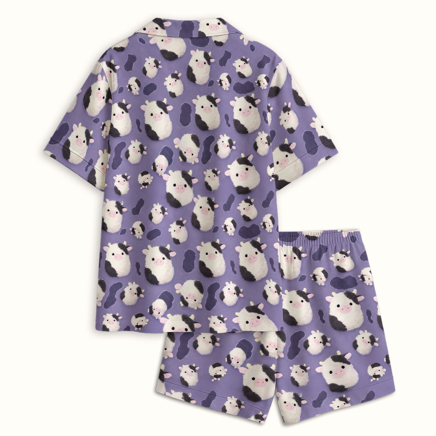 Cute Cartoon Pig Pattern Pajama Set, Soft Breathable Fabric Comfortable Sleepwear
