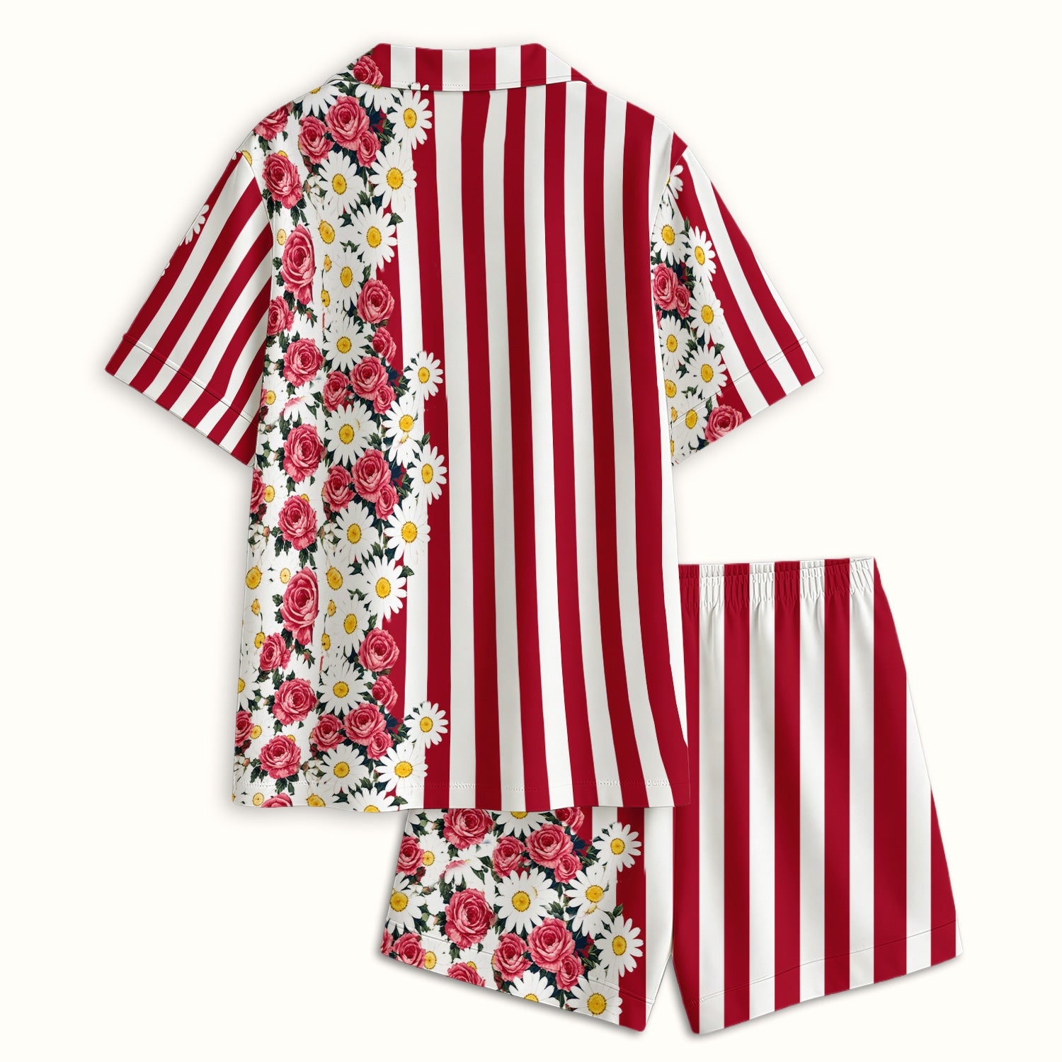 Floral American Flag Nurse Scrub Top for RN, CNA, Healthcare Workers, Patriotic Uniform Pajama Set, Soft Breathable Fabric Comfortable Sleepwear