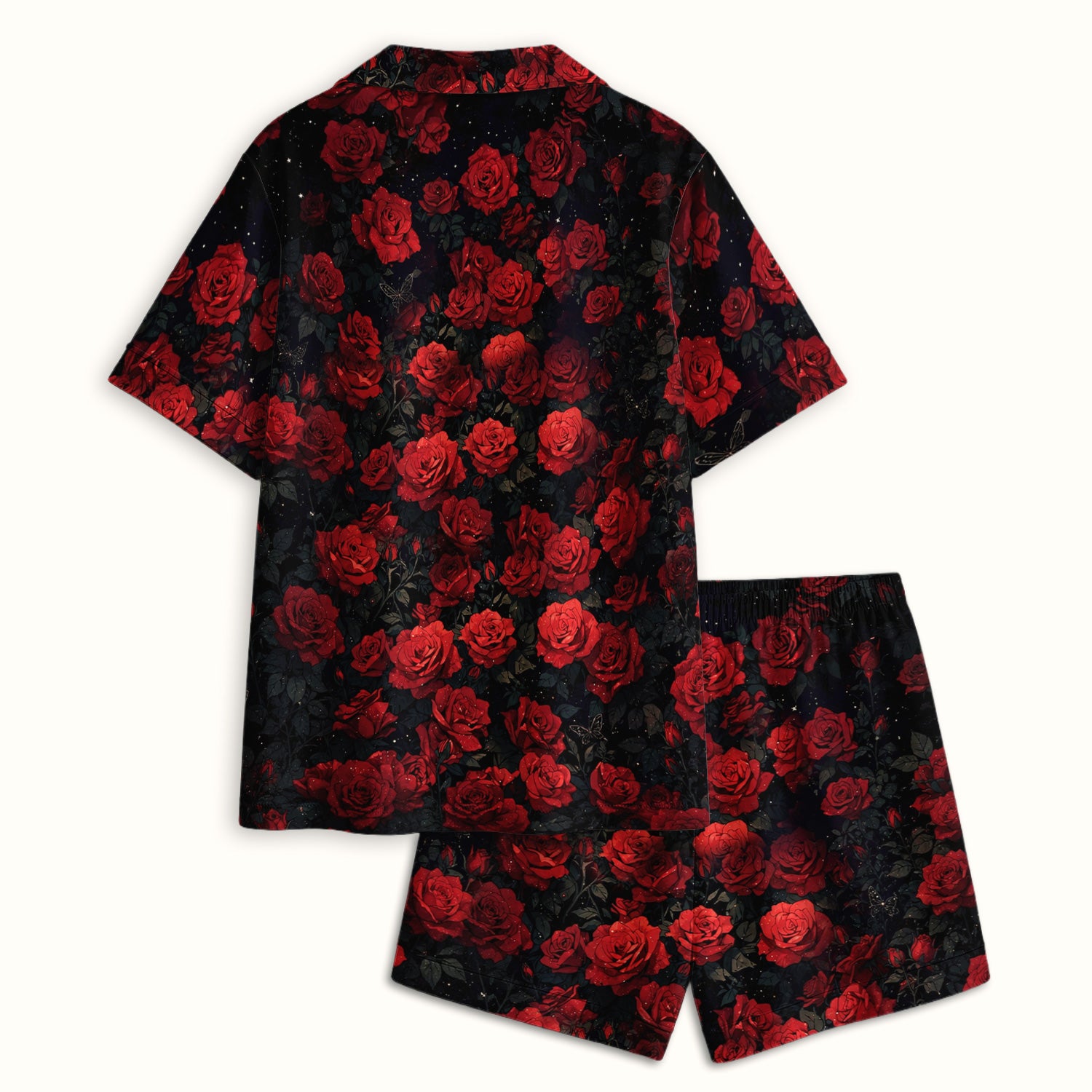 Gothic Red Moon Cat Nurse for Veterinary Staff, RN, CNA, Rose Medical Pajama Set, Soft Breathable Fabric Comfortable Sleepwear