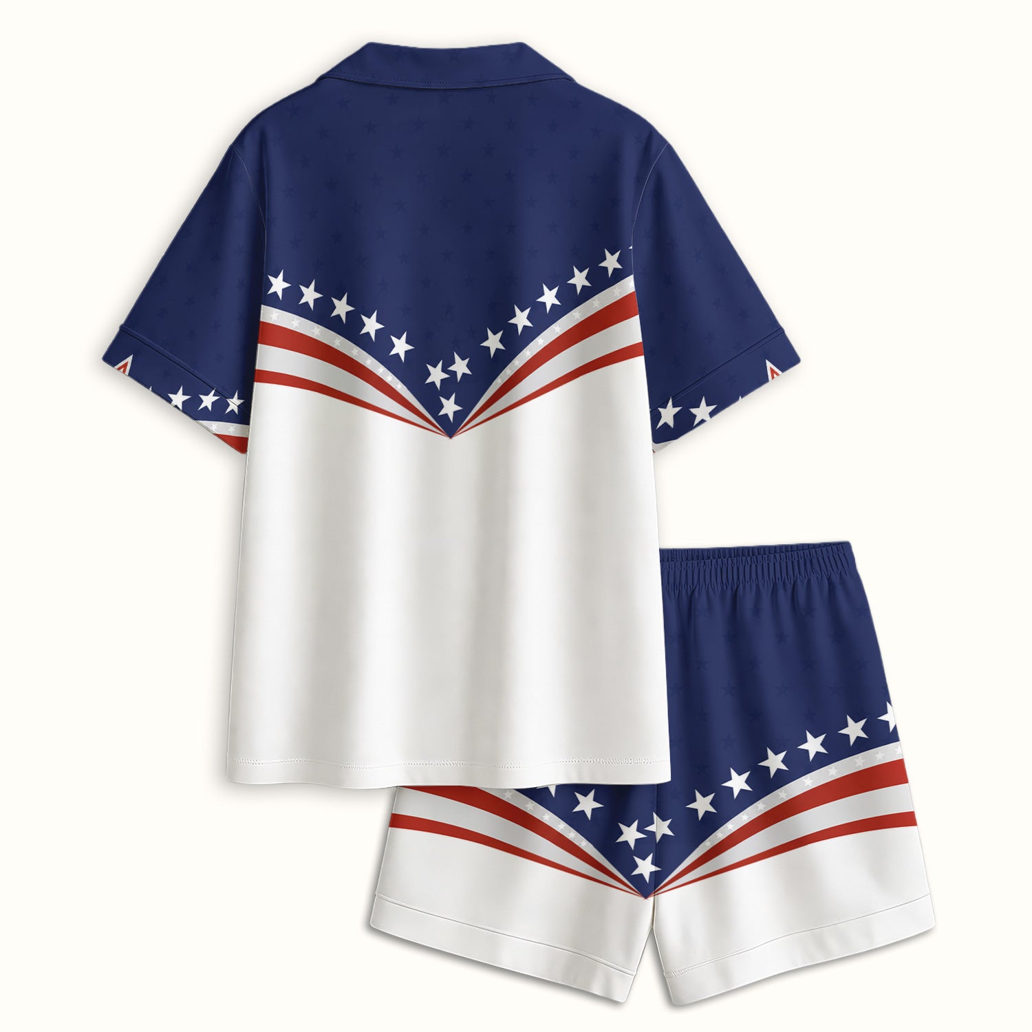 Patriotic American Flag Star Pattern Pajama Set, Soft Breathable Fabric Comfortable Sleepwear