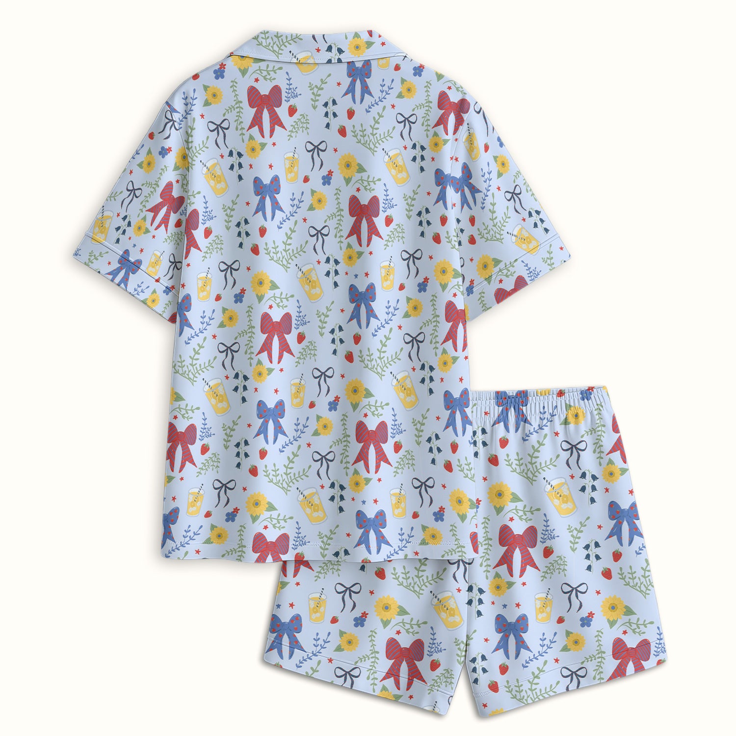 Sweet Summer Bow Nurse, Lemonade Floral Medical Pajama Set, Soft Breathable Fabric Comfortable Sleepwear