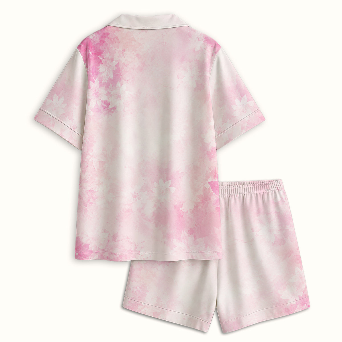 Breast Cancer Awareness Hummingbird Pattern Pajama Set, Soft Breathable Fabric Comfortable Sleepwear