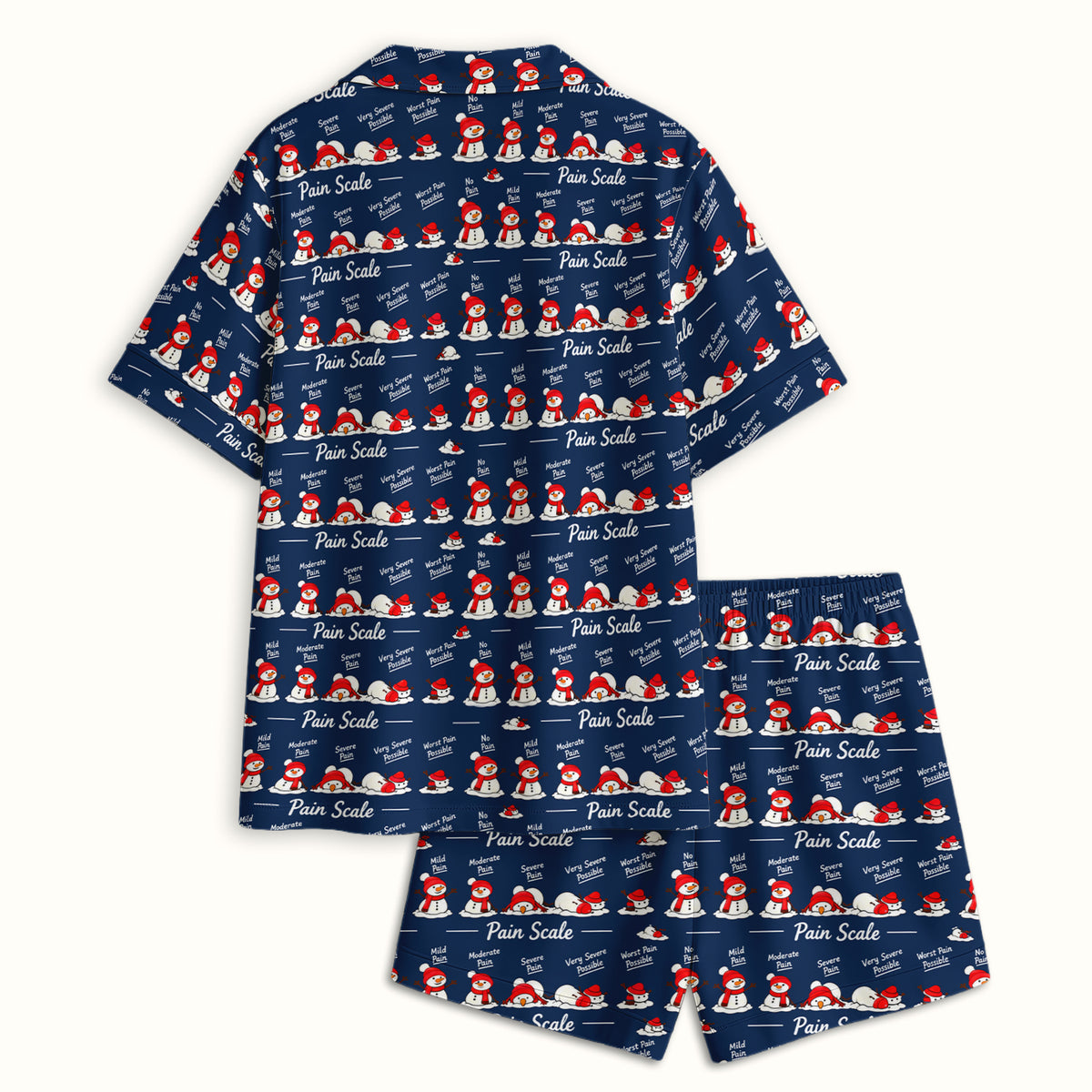 Funny Christmas Snowman Pain Scale Pajama Set, Breathable Fabrics Uniform