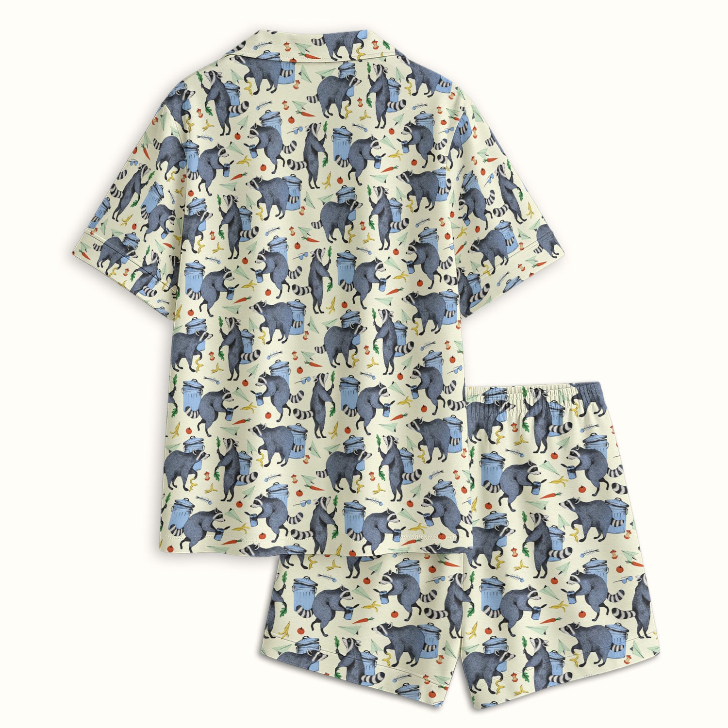 Funny Nurse Raccoon Eating Trash Banana Pajama Set, Breathable Fabrics Uniform