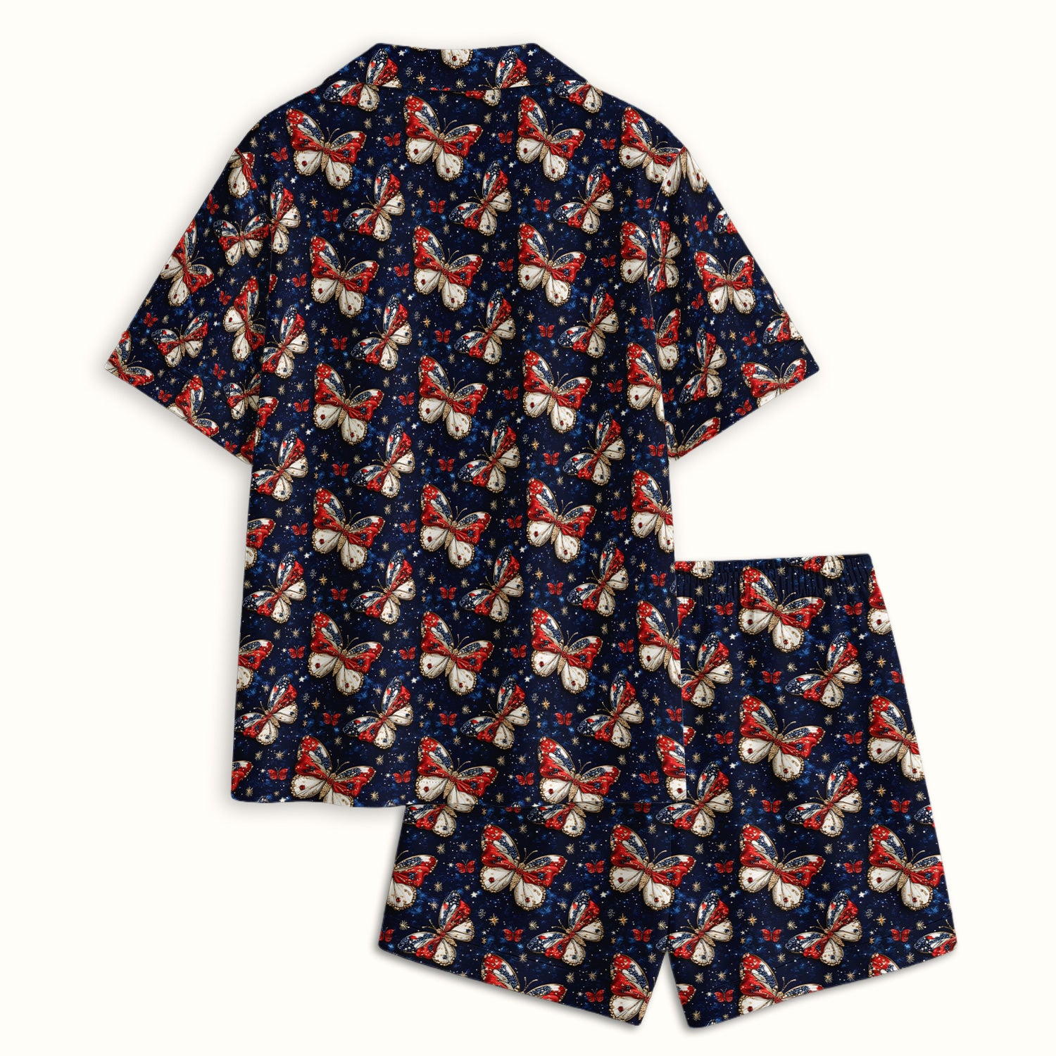 Patriotic Butterfly Nurse for RN & CNA, Americana Stars Healthcare Workers Uniform Pajama Set, Soft Breathable Fabric Comfortable Sleepwear