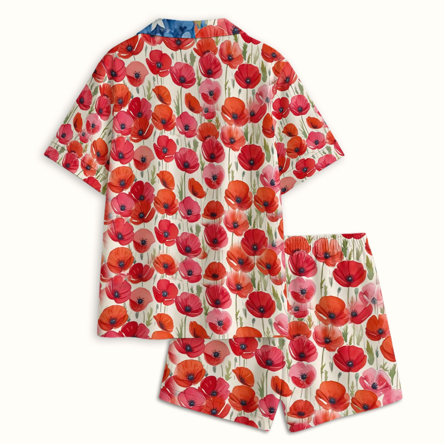 Memorial Day Nurse Poppy American Flag Pajama Set, Soft Breathable Fabric Comfortable Sleepwear