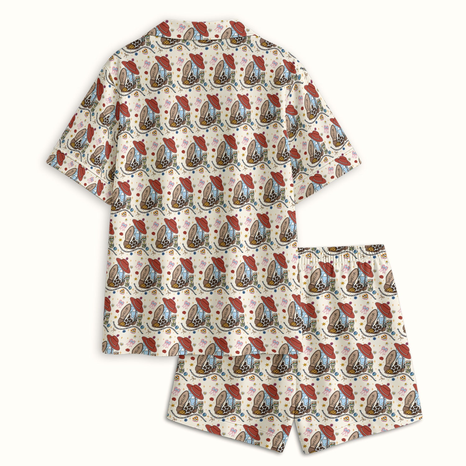 Western Cowgirl Country Medical Pattern Pajama Set, Soft Breathable Fabric Comfortable Sleepwear