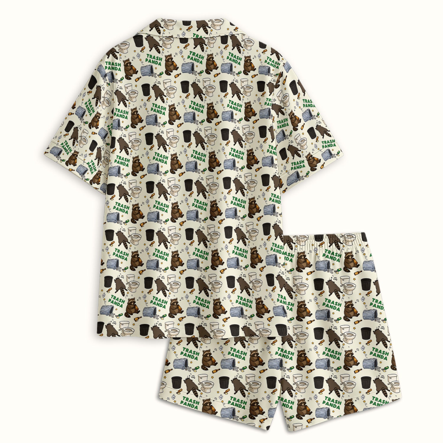 Funny Trash Panda Raccoon Pajama Set, Soft Breathable Fabric Comfortable Sleepwear