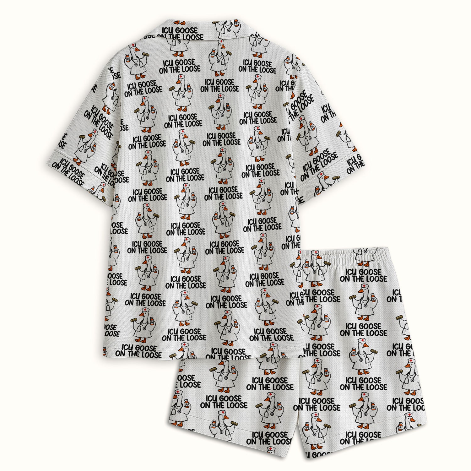 Green Botanical Floral Pajama Set, Soft Breathable Fabric Comfortable Sleepwear