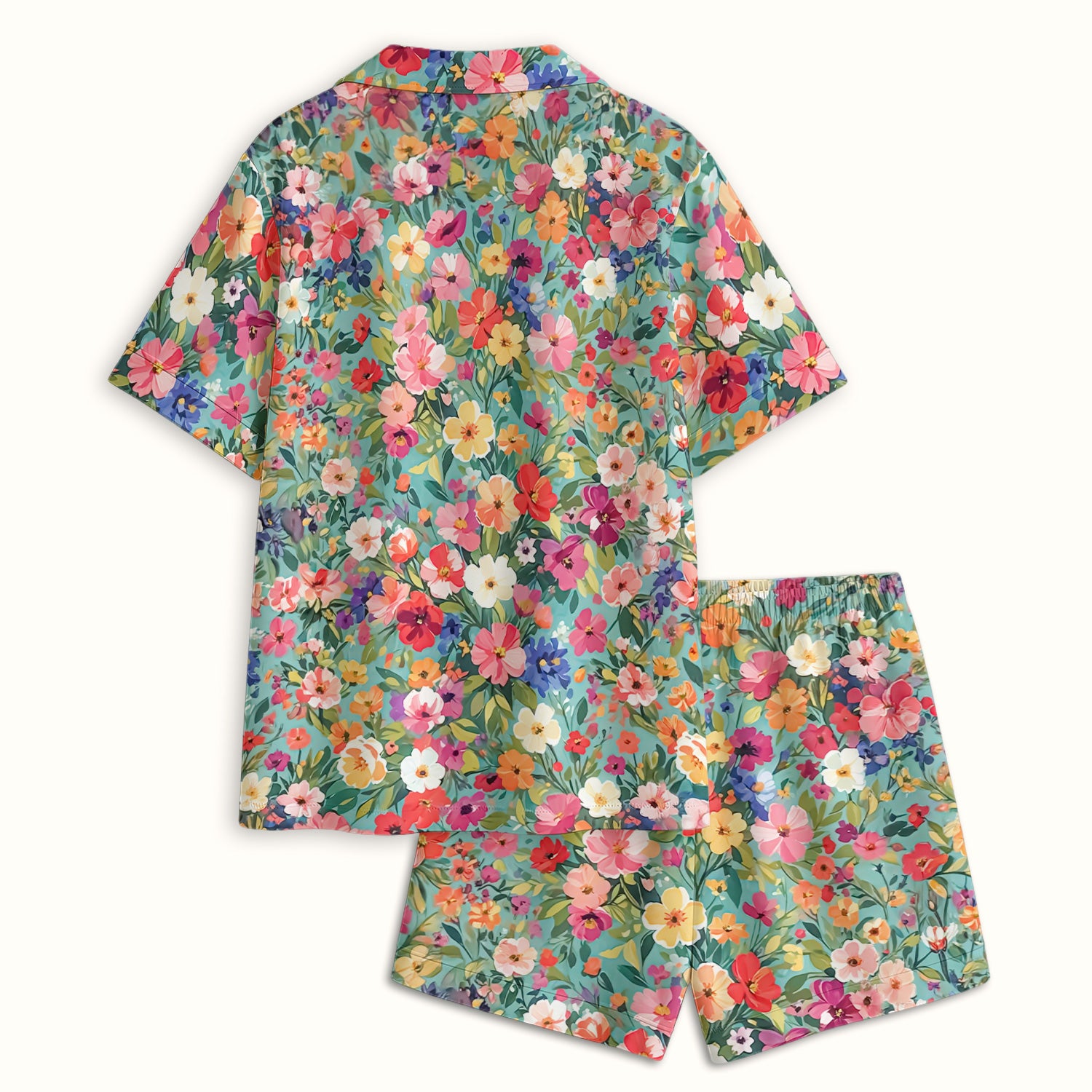 Colorful Wildflower Garden Bloom Pajama Set, Soft Breathable Sleepwear