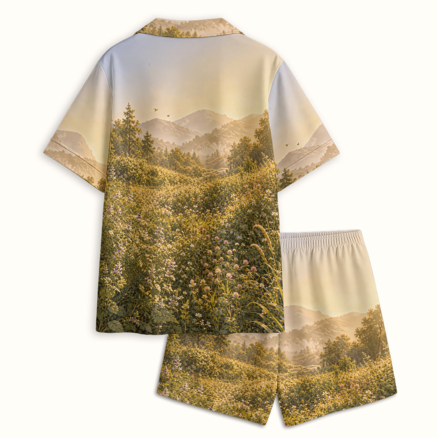 Sunny Mountain Cat Nurse, Nature Lover Medical Pajama Set, Soft Breathable Fabric Comfortable Sleepwear