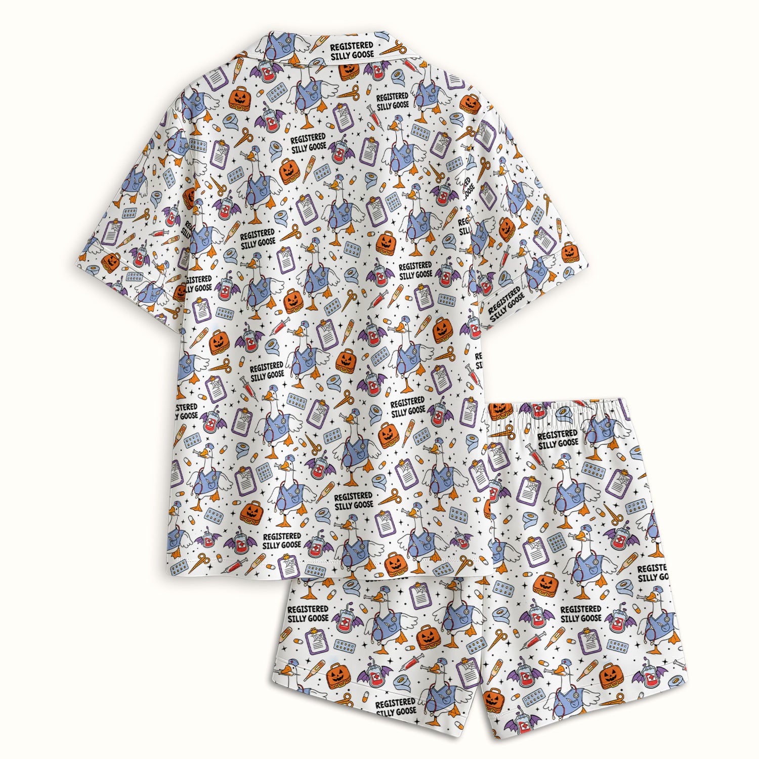 Funny Halloween Registered Silly Goose Pajama Set, Soft Breathable Fabric Comfortable Sleepwear