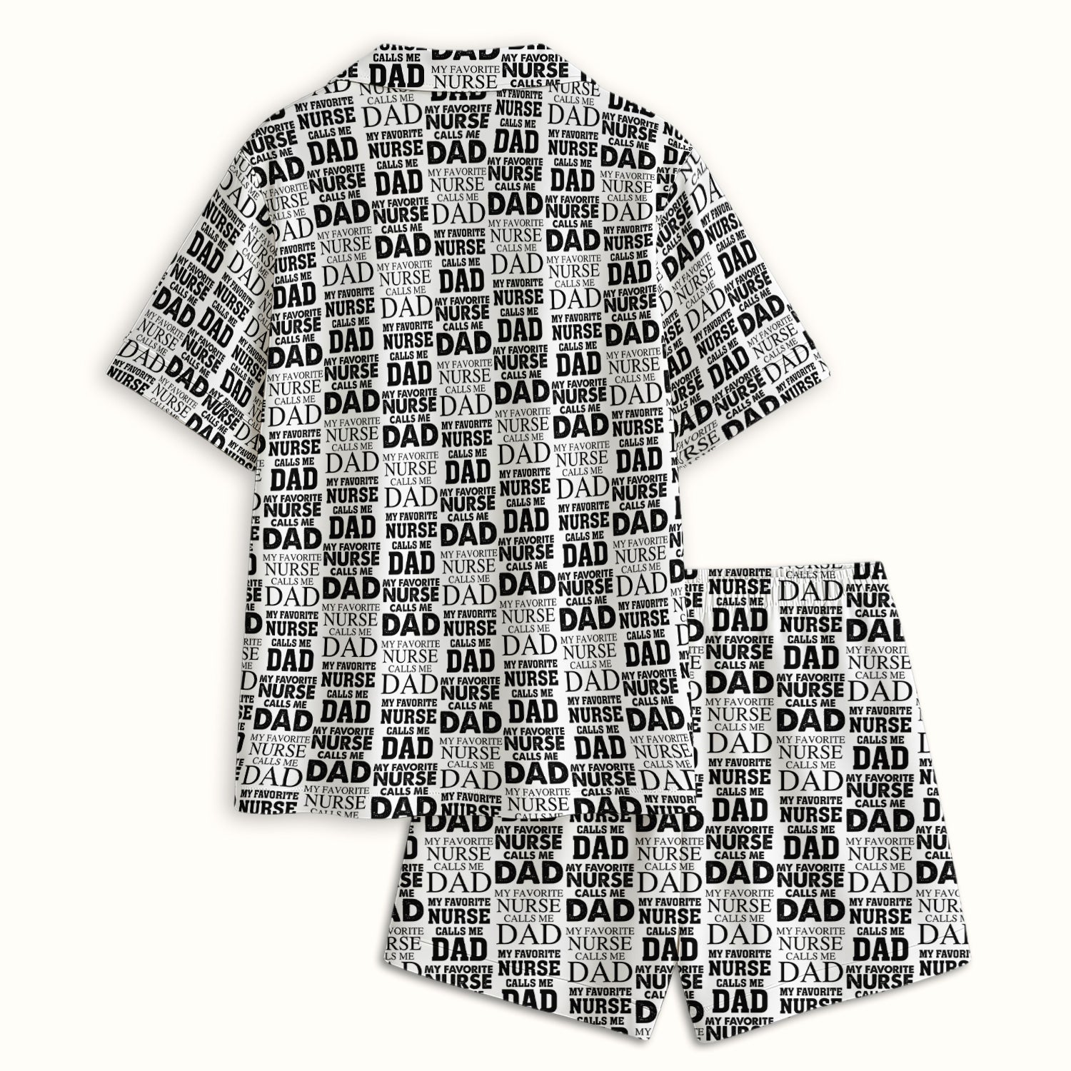 Favorite Nurse Calls Dad Pattern Pajama Set, Soft Breathable Fabric Comfortable Sleepwear