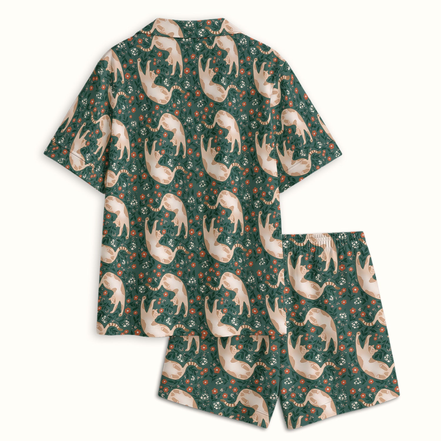 Glowing Blue Butterfly Garden Pattern Pajama Set, Soft Breathable Fabric Comfortable Sleepwear