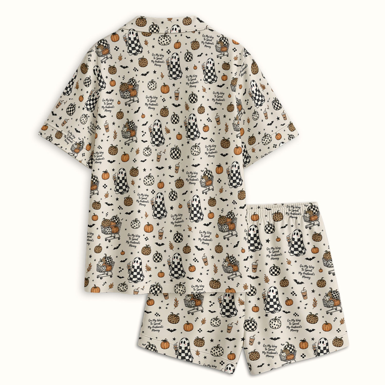 Halloween On My Way To Spend My Husband's Money Pajama Set, Soft Breathable Fabric Comfortable Sleepwear