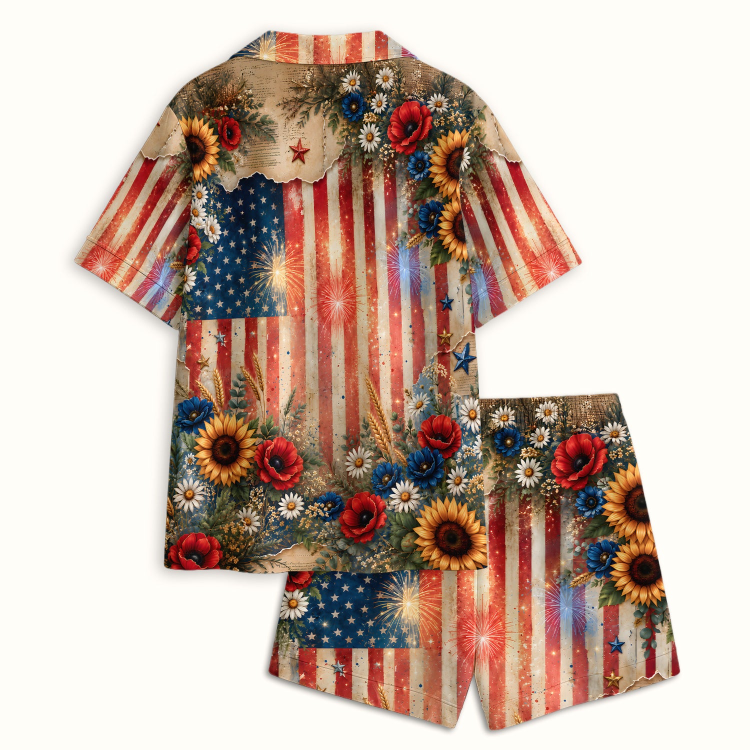 Patriotic Highland Cow Nurse for RN, CNA, Healthcare Workers Pajama Set, Soft Breathable Fabric Comfortable Sleepwear