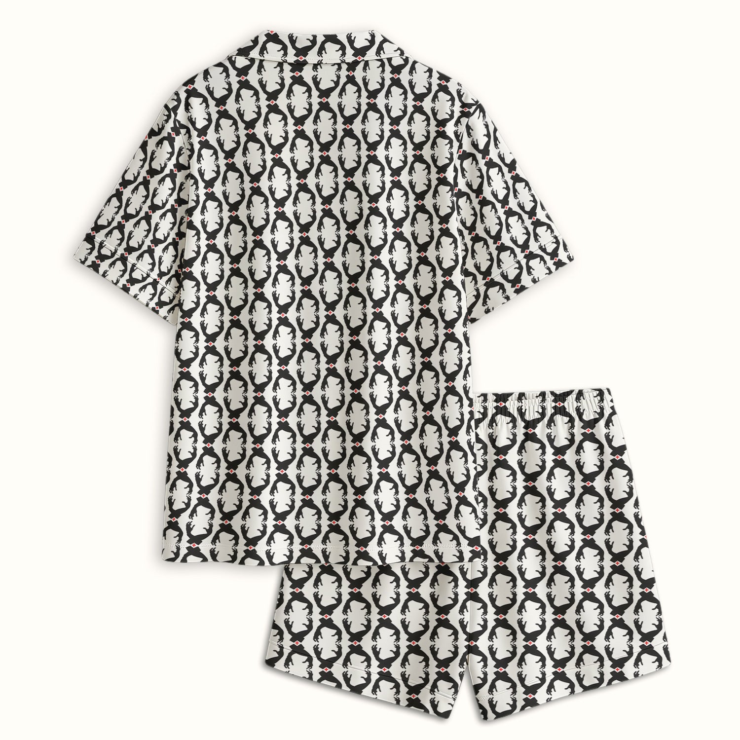 Creepy Hands Black White Red Patterns Pajama Set, Soft Breathable Fabric Comfortable Sleepwear