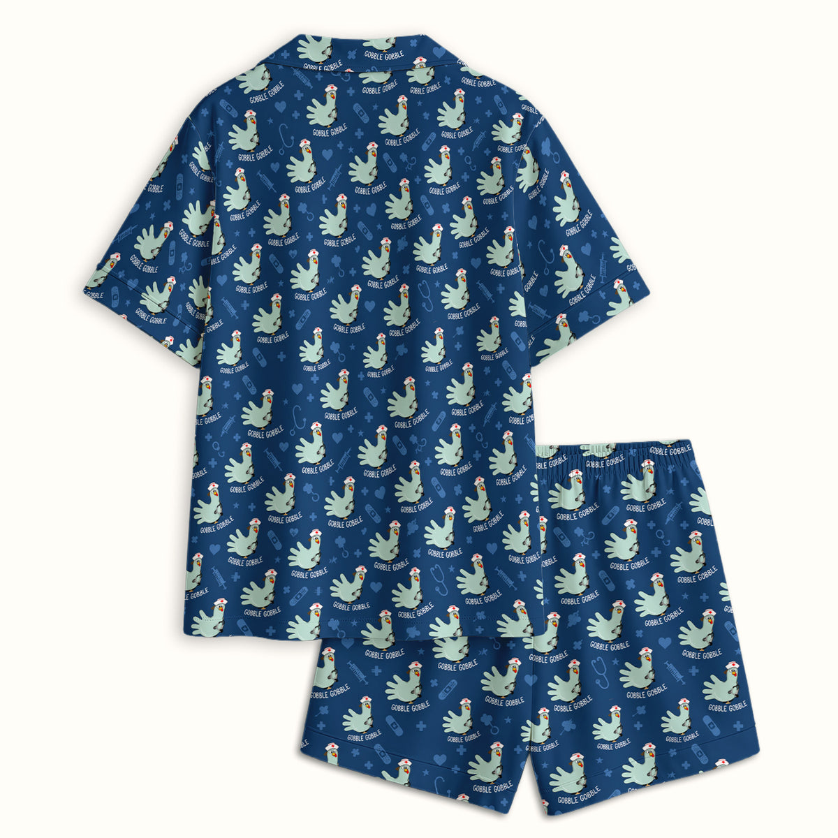 Funny Gobble Gobble Nurse Turkey Pajama Set, Soft Breathable Fabric Comfortable Sleepwear