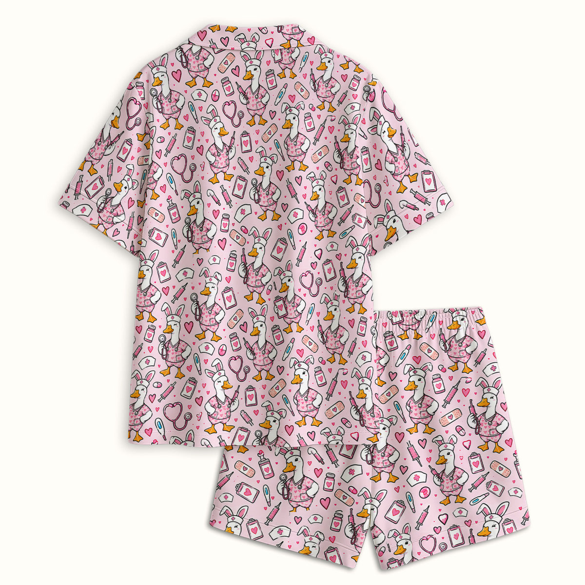 Buntes Pyjama-Set mit Neon-Katzengesichtern, weicher, atmungsaktiver Stoff, bequeme Nachtwäsche