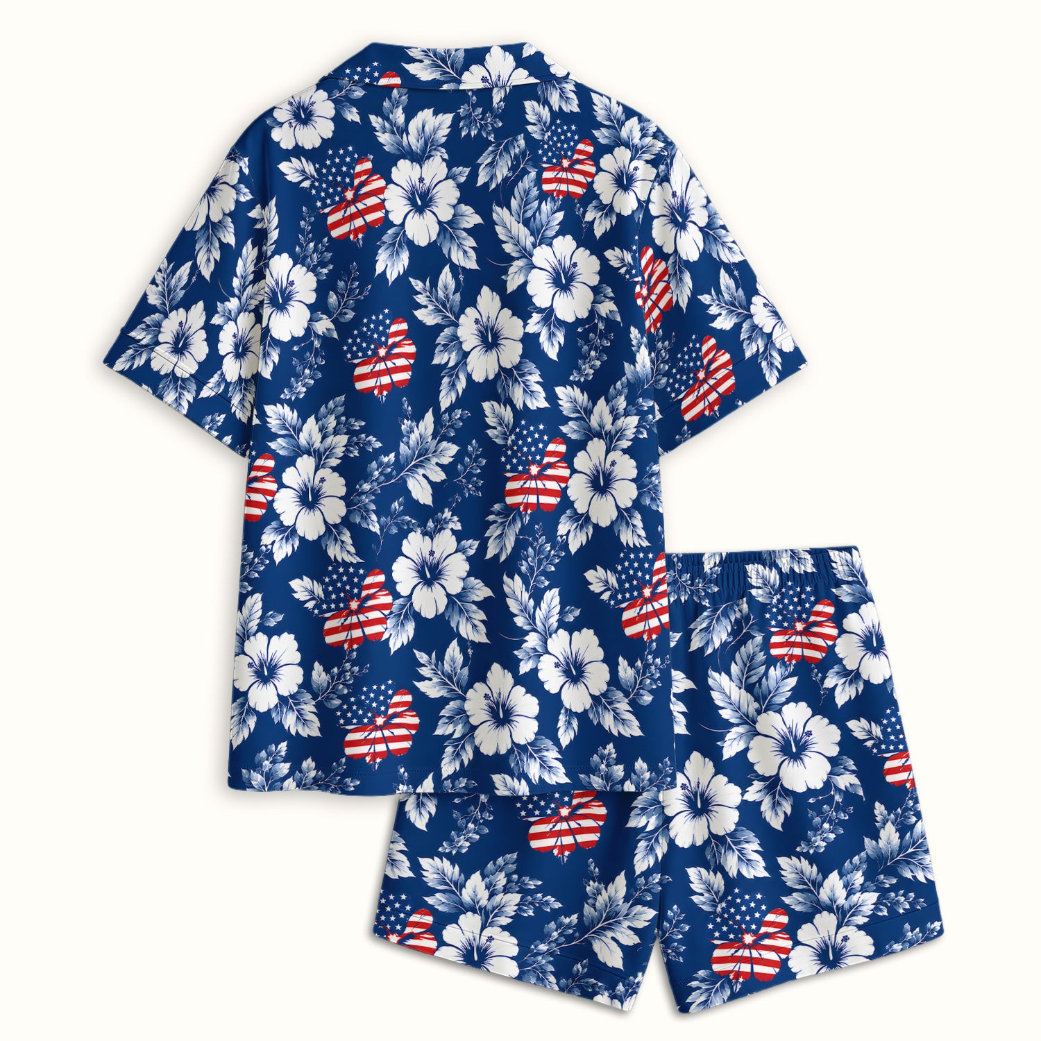 Patriotic Butterfly Floral Nurse for RN & CNA, American Flag Healthcare Workers Uniform Pajama Set, Soft Breathable Fabric Comfortable Sleepwear