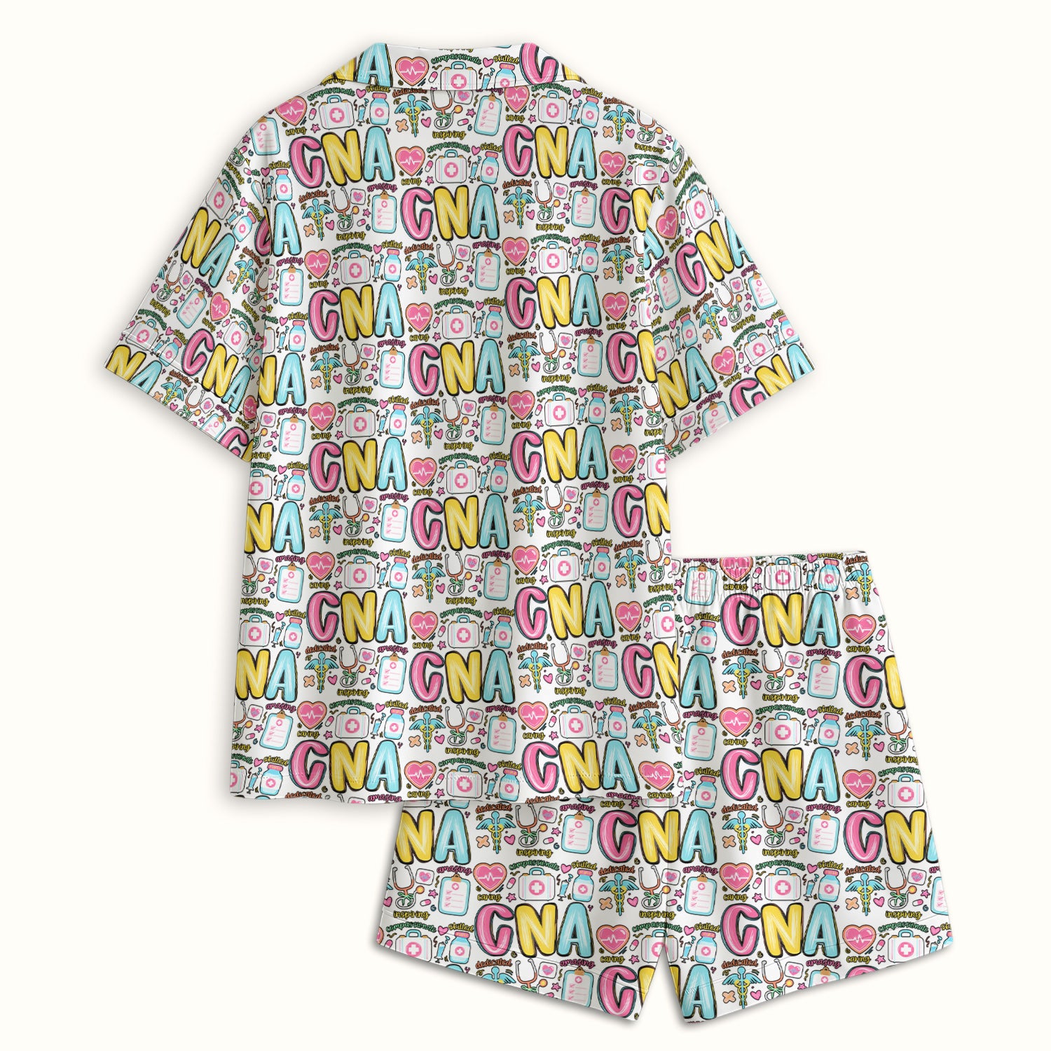 CNA Nurse Appreciation Pattern Pajama Set, Breathable Fabrics Uniform