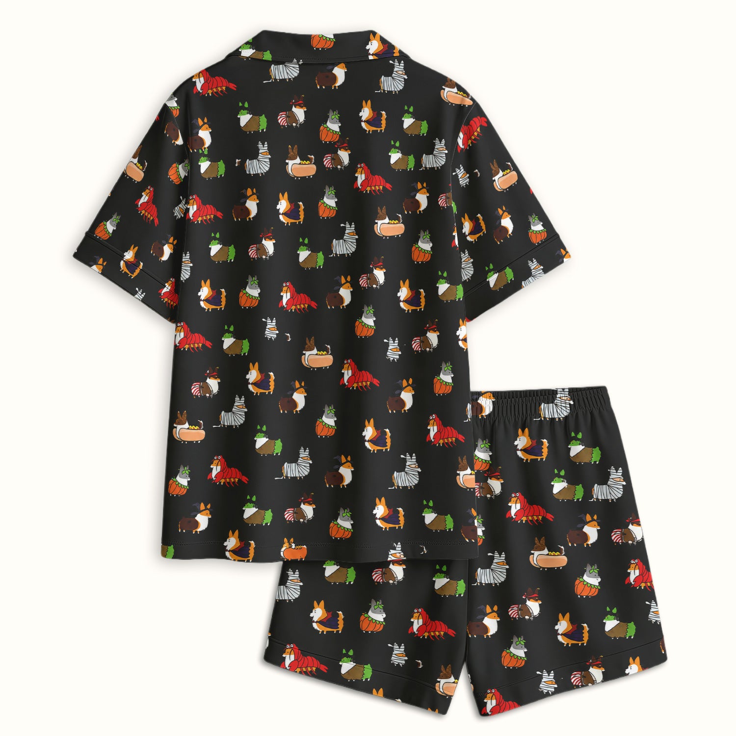 Cute Halloween Costume Corgis Pajama Set, Soft Breathable Fabric Comfortable Sleepwear