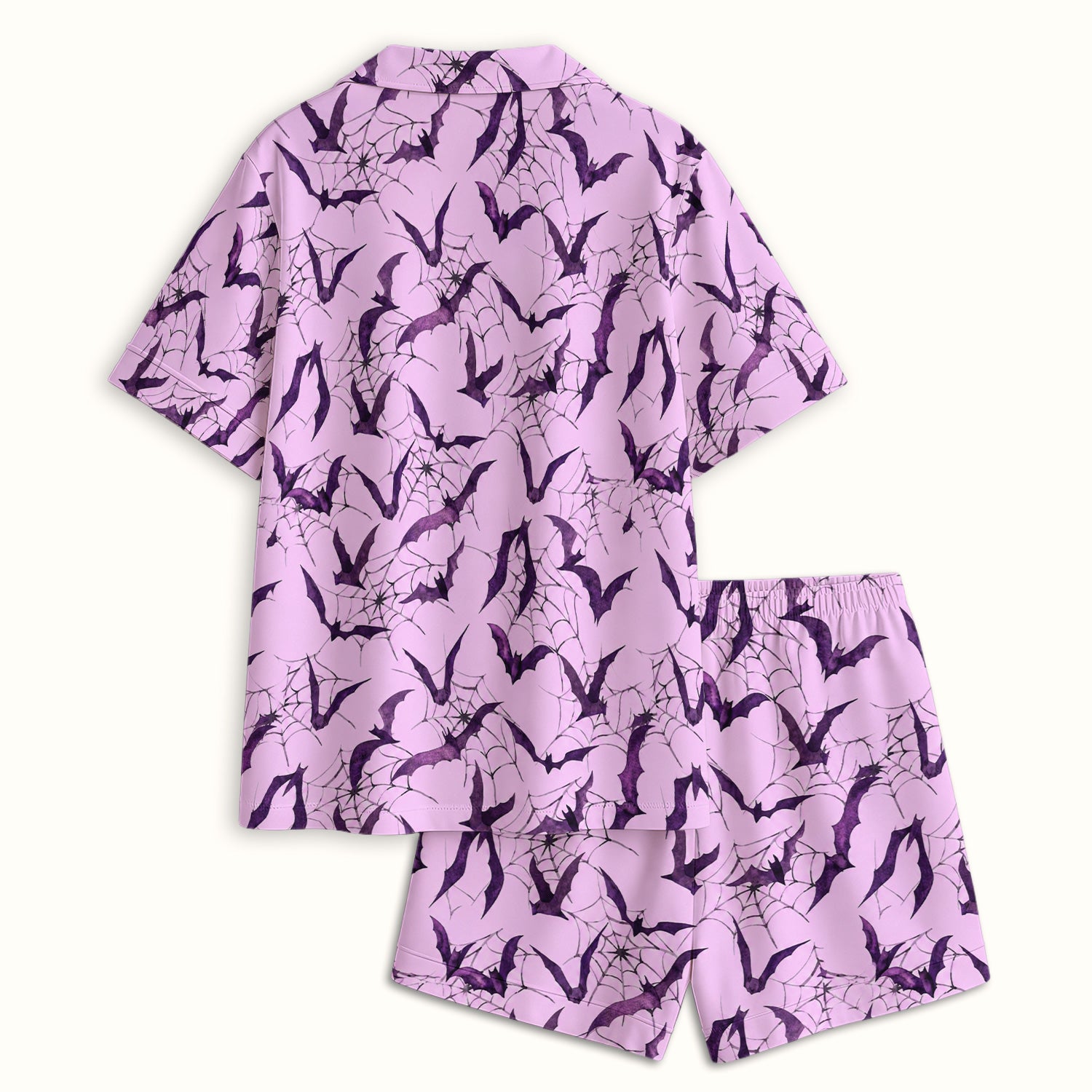 Halloween Bat with Spider Web Pajama Set, Soft Breathable Fabric Comfortable Sleepwear