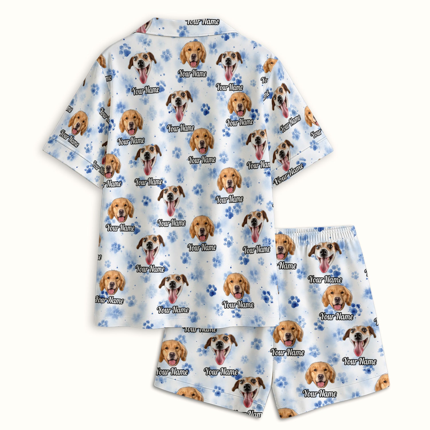 Custom Dog Face with Paw Print Scrub Top, Comfortable Scrubs for Nurses