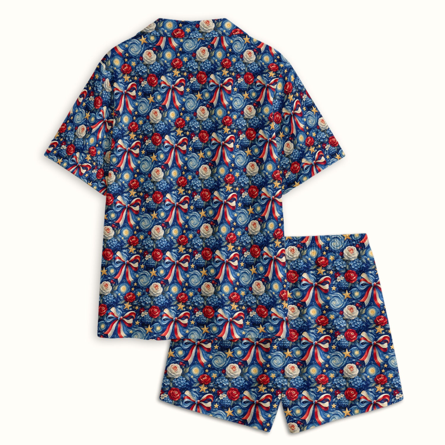 Patriotic Starry Bow Nurse for RN, CNA, Healthcare Workers Pajama Set, Soft Breathable Fabric Comfortable Sleepwear