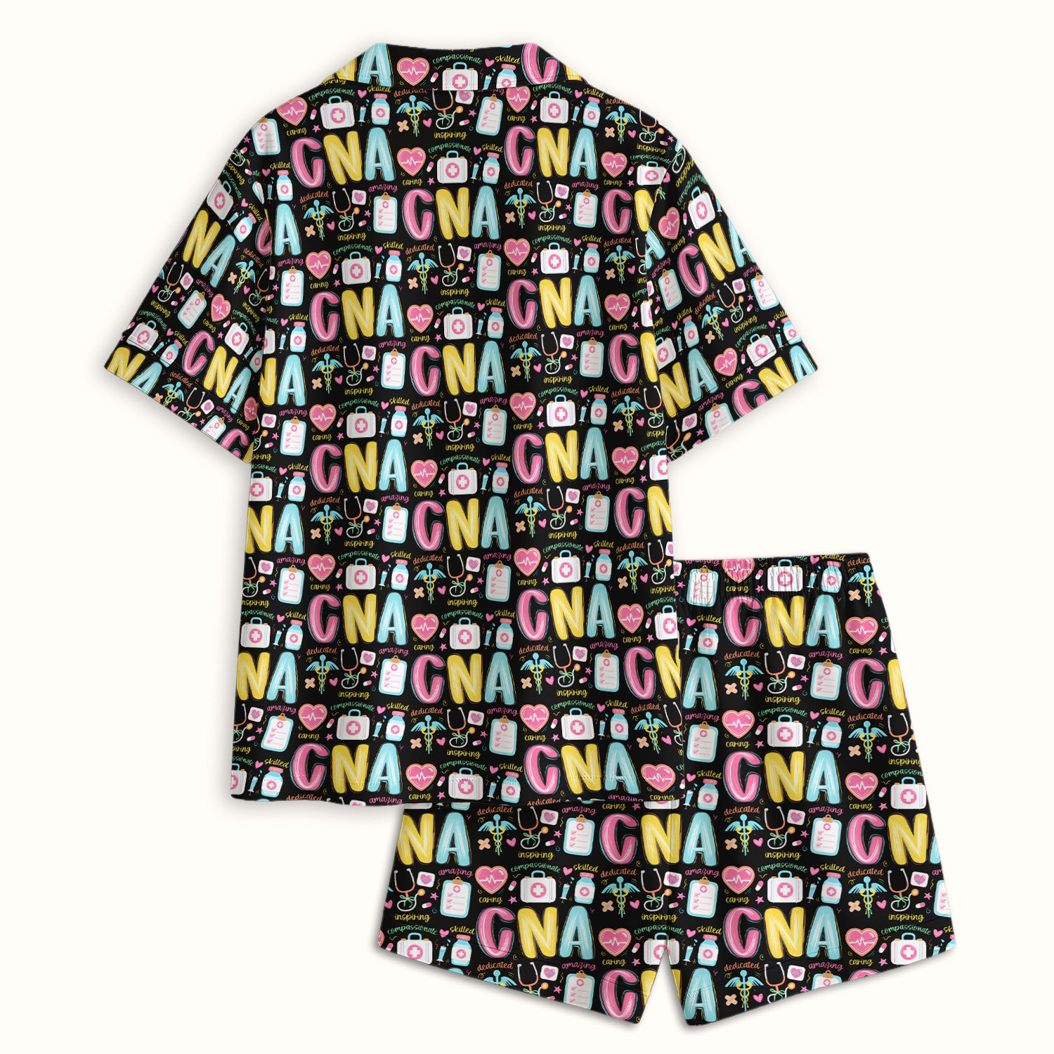 CNA Nurse Appreciation Pattern Pajama Set, Breathable Fabrics Uniform