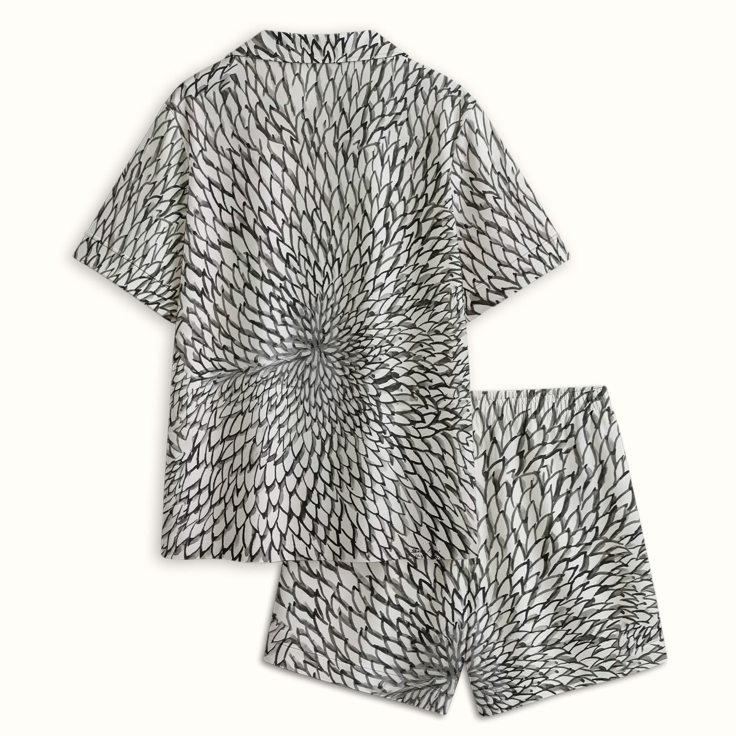 Watercolor Rooster Feather Pattern Pajama Set, Soft Breathable Fabric Comfortable Sleepwear