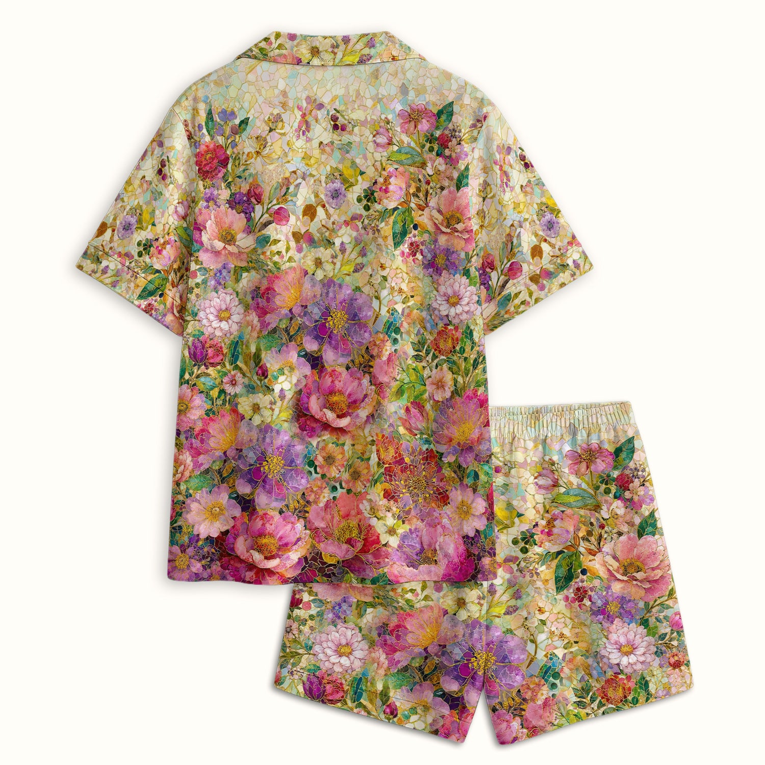 Vibrant Mosaic Bee Nurse for RN, CNA, Floral Garden Medical Pajama Set, Soft Breathable Fabric Comfortable Sleepwear