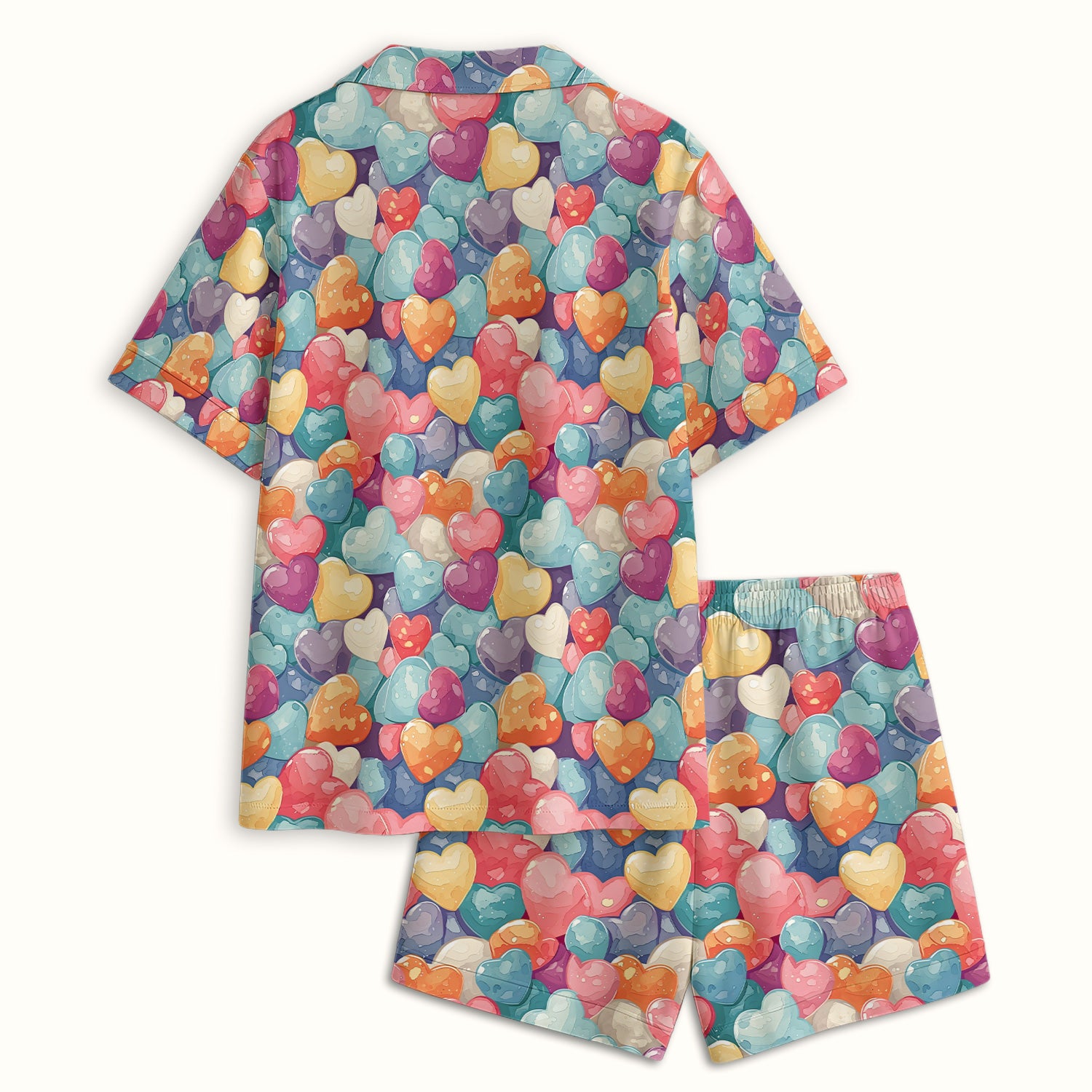 Sweet Valentine Heart Pediatric Pattern Pajama Set, Soft Breathable Fabric Comfortable Sleepwear
