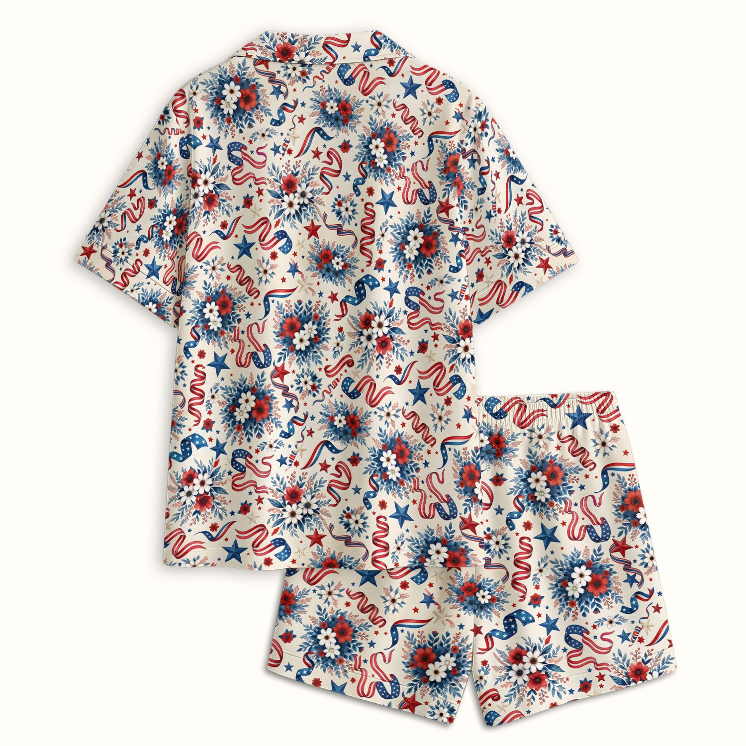 Patriotic Floral Ribbon Nurse for RN & CNA, Americana Healthcare Workers Uniform Pajama Set, Soft Breathable Fabric Comfortable Sleepwear